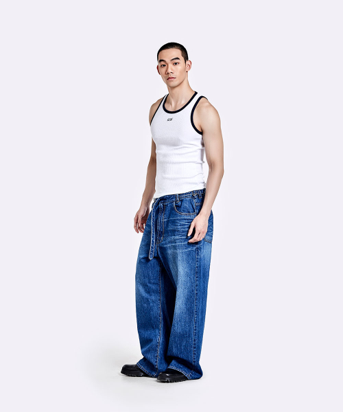 Oversized denim pants - Deep blue