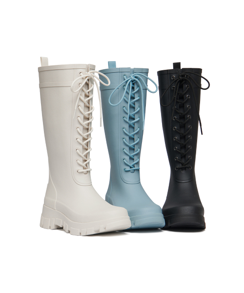 PLATFORM LACEUP RAIN BOOTS LONG - 3 colors