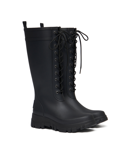PLATFORM LACEUP RAIN BOOTS LONG - 3 colors