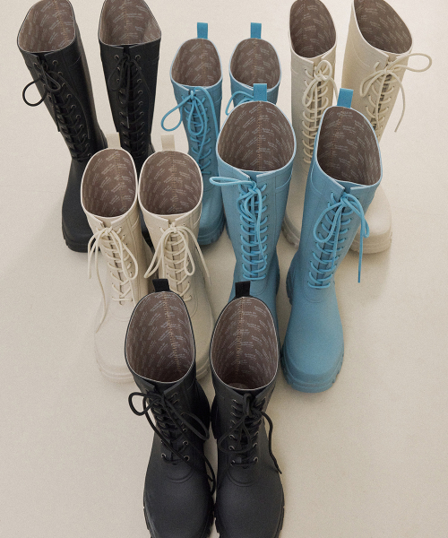 PLATFORM LACEUP RAIN BOOTS LONG - 3 colors
