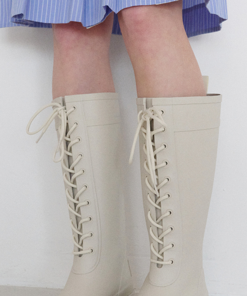 PLATFORM LACEUP RAIN BOOTS LONG - 3 colors