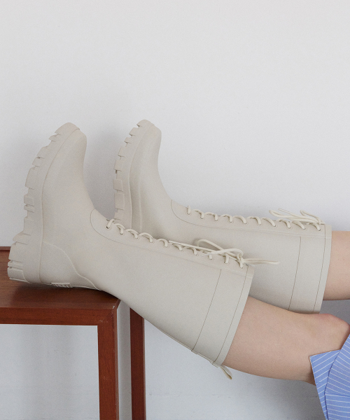 PLATFORM LACEUP RAIN BOOTS LONG - 3 colors