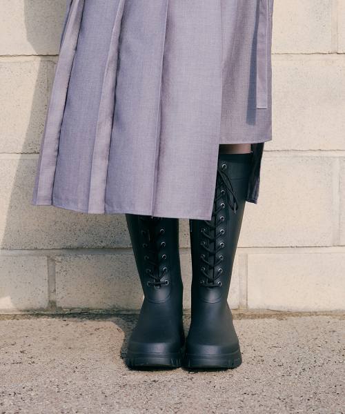 PLATFORM LACEUP RAIN BOOTS LONG - 3 colors