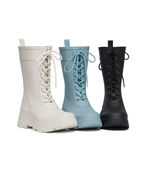 PLATFORM LACEUP RAIN BOOTS MIDDLE - 3 colors