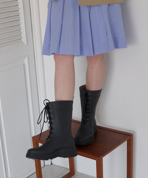 PLATFORM LACEUP RAIN BOOTS MIDDLE - 3 colors
