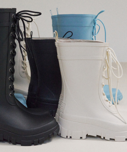 PLATFORM LACEUP RAIN BOOTS MIDDLE - 3 colors