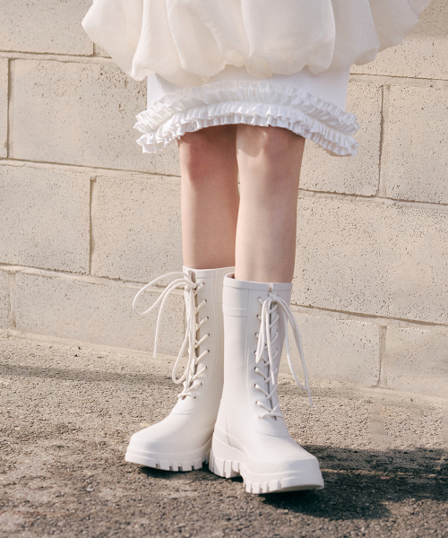 PLATFORM LACEUP RAIN BOOTS MIDDLE - 3 colors