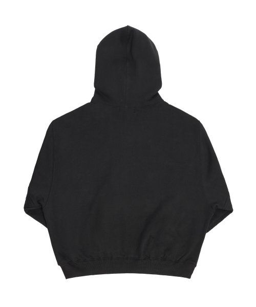 Snake Embroidered Button Hoodie Black