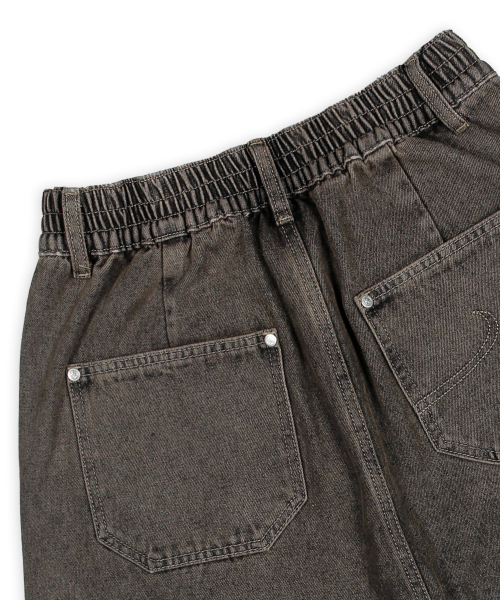 XP284 보로 패치워크 버뮤다 데님 팬츠 (BROWN)