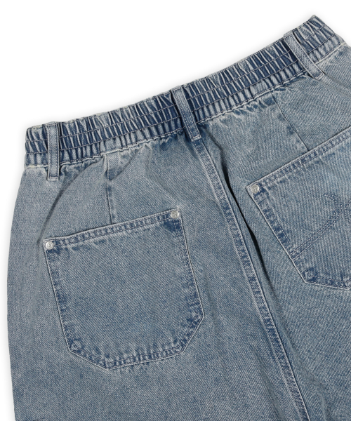 XP284 보로 패치워크 버뮤다 데님 팬츠 (BLUE)