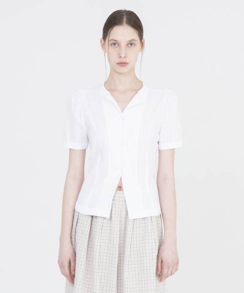 W Puff Blouse, White