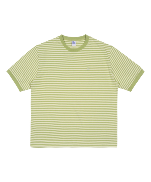 TCM mini logo stripe ringer T (lime)