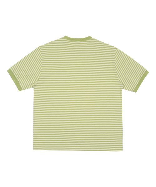 TCM mini logo stripe ringer T (lime)