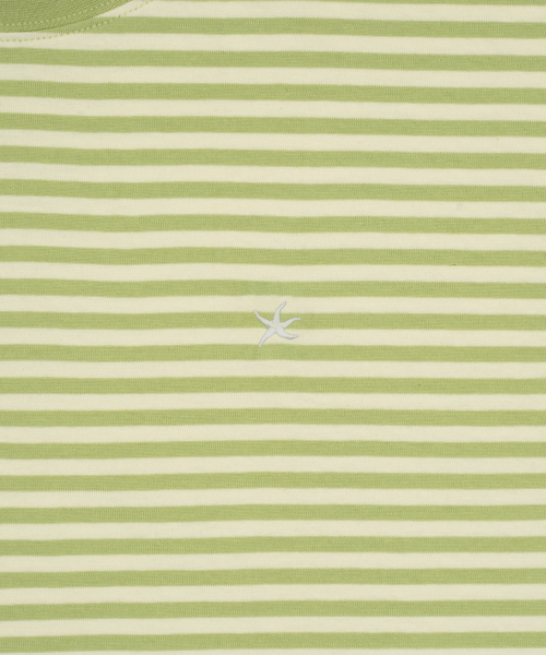 TCM mini logo stripe ringer T (lime)
