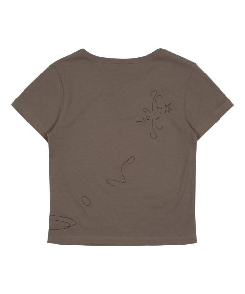 (w) TCM stitch side henly neck T (brown)