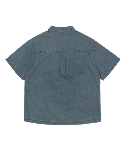 TCM mini logo denim half shirts (blue)