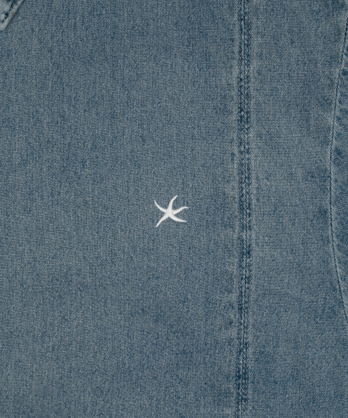 TCM mini logo denim half shirts (blue)