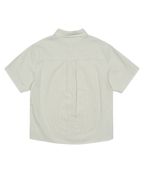 TCM mini logo stripe half shirts (beige)