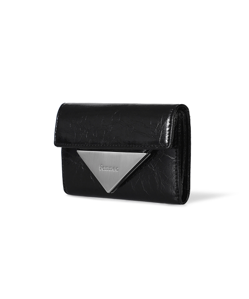 CRINKLE TRIANGLE DOCO WALLET - BLACK