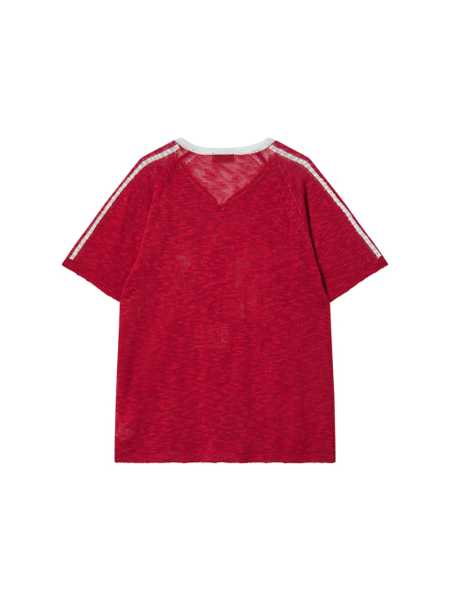 NY FLAG V-NECK KNIT RED