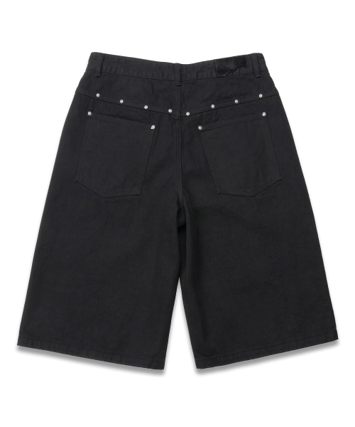 [UNISEX] Rivet Denim Bermuda Pants BLACK