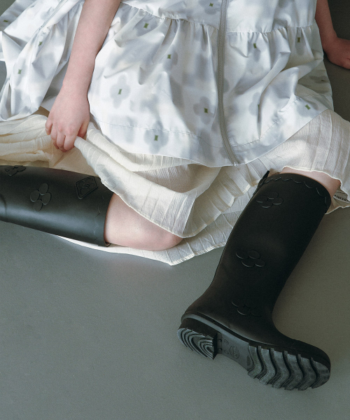 [X MINJUKIM] FLORAL PATCH RAIN BOOTS LONG - 4 colors