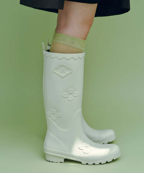 [X MINJUKIM] FLORAL PATCH RAIN BOOTS LONG - 4 colors