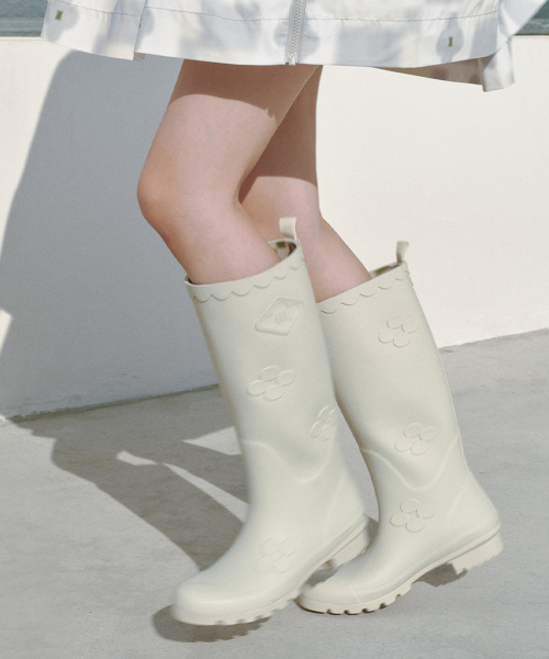 [X MINJUKIM] FLORAL PATCH RAIN BOOTS LONG - 4 colors