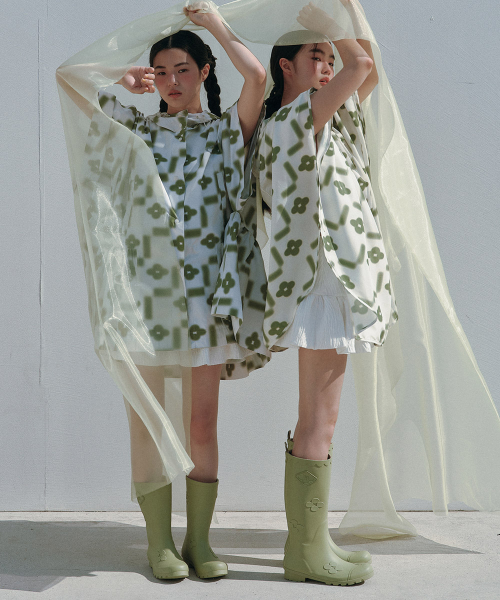 [X MINJUKIM] FLORAL PATCH RAIN BOOTS LONG - 4 colors