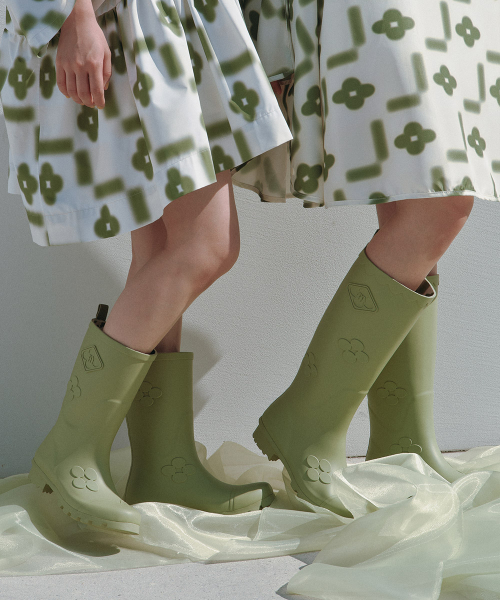 [X MINJUKIM] FLORAL PATCH RAIN BOOTS LONG - 4 colors