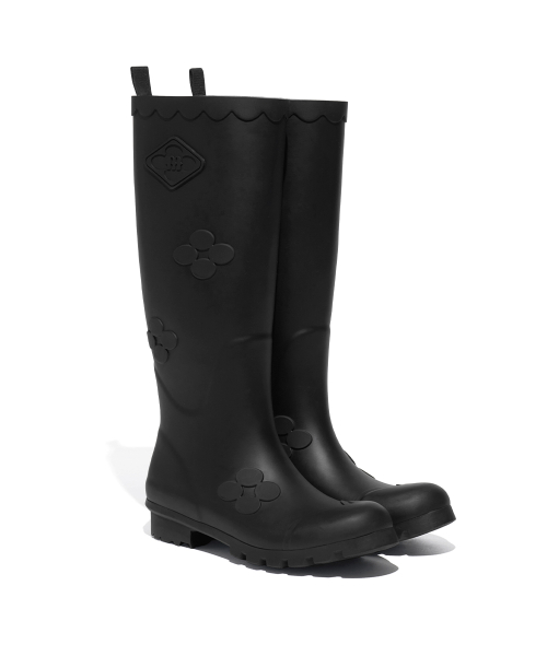 [X MINJUKIM] FLORAL PATCH RAIN BOOTS LONG - 4 colors