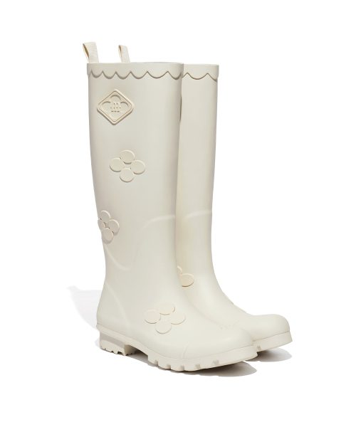 [X MINJUKIM] FLORAL PATCH RAIN BOOTS LONG - 4 colors