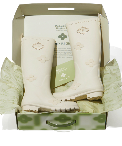 [X MINJUKIM] FLORAL PATCH RAIN BOOTS LONG - 4 colors