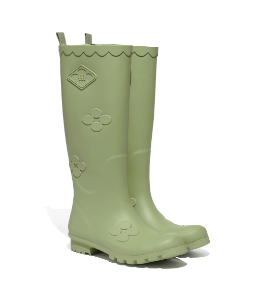 [X MINJUKIM] FLORAL PATCH RAIN BOOTS LONG - 4 colors