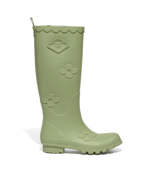 [X MINJUKIM] FLORAL PATCH RAIN BOOTS LONG - 4 colors