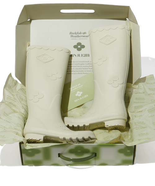 [X MINJUKIM] FLORAL PATCH RAIN BOOTS LONG - 4 colors