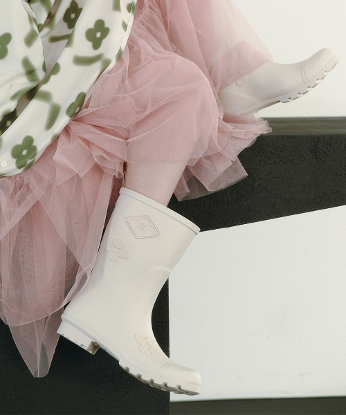 [X MINJUKIM] FLORAL PATCH RAIN BOOTS SHORT - 4 colors