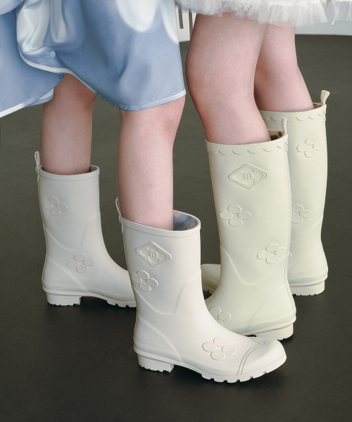[X MINJUKIM] FLORAL PATCH RAIN BOOTS SHORT - 4 colors