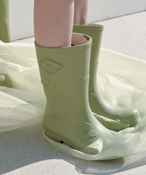[X MINJUKIM] FLORAL PATCH RAIN BOOTS SHORT - 4 colors