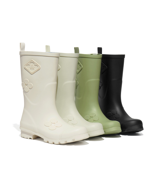 [X MINJUKIM] FLORAL PATCH RAIN BOOTS SHORT - 4 colors