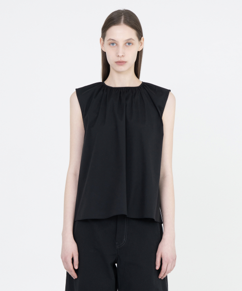 W Shirring Sleeveless, Black
