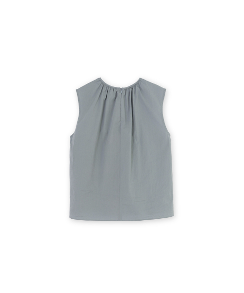 W Shirring Sleeveless, Blue Grey