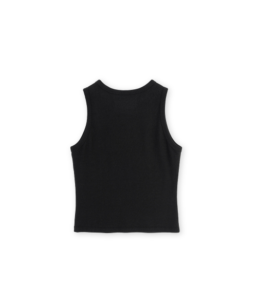 W Round Sleeveless Top, Black