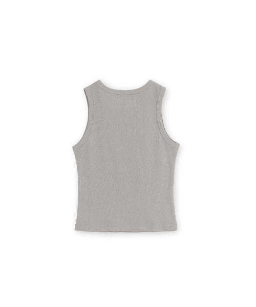 W Round Sleeveless Top, Beige