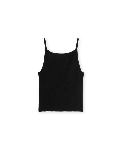 W Squre Knit Sleeveless, Black