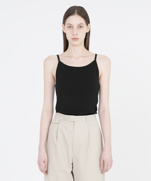 W Squre Knit Sleeveless, Black