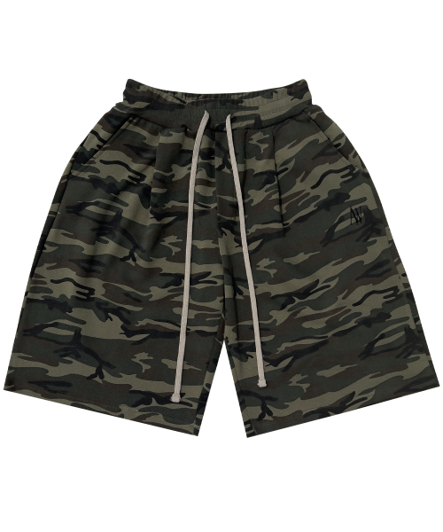 Edition1. 3-tuck balloon fit Bermuda training shorts(Camo)