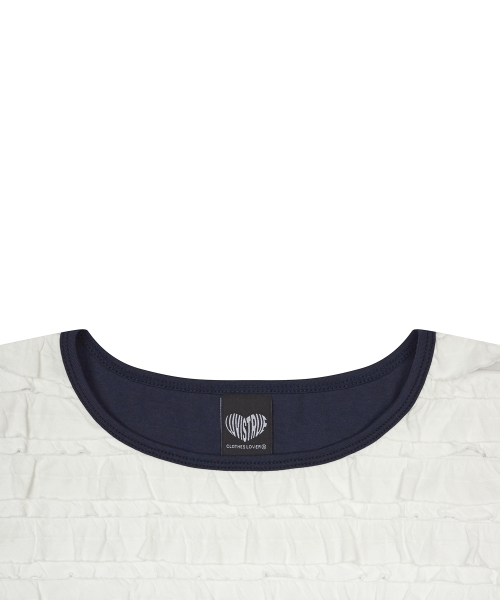 SM FRILL TEE(NAVY)