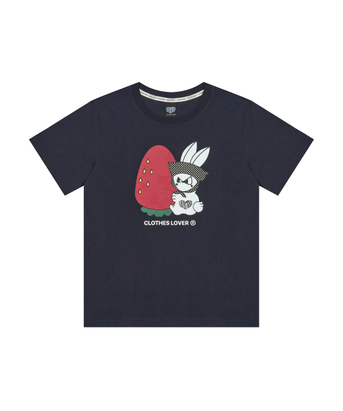 SM STRAWBERRY RABBIT TEE(NAVY)