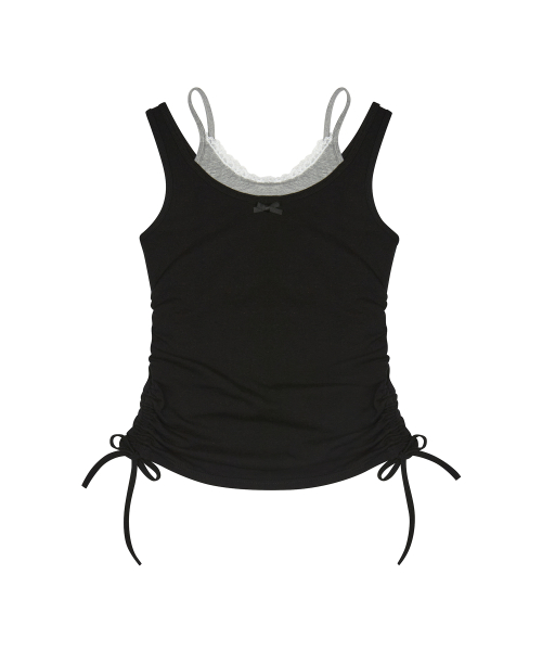 SM LAYERED LACE SLEEVELESS(BLACK)